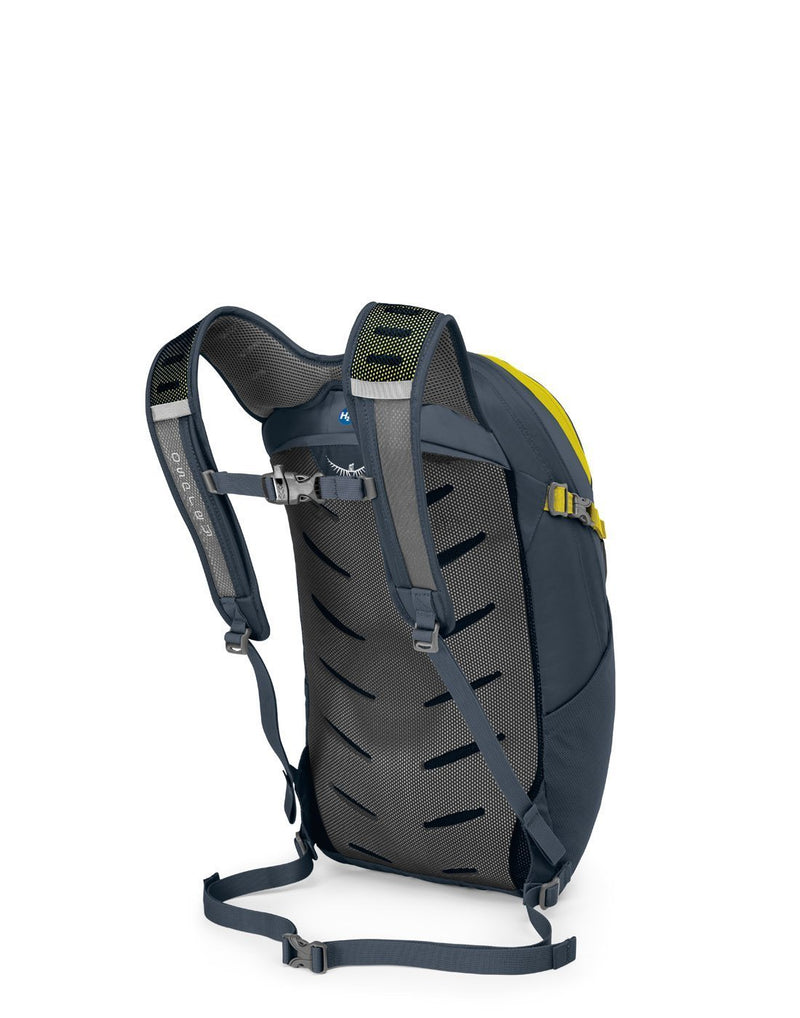 Osprey daylite plus stone grey colour backpack back corner view