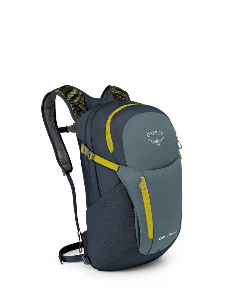 Osprey daylite plus stone grey colour backpack front corner view