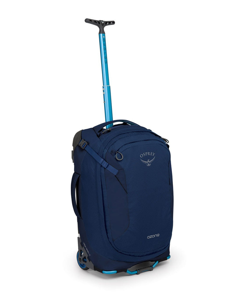 Osprey ozone 42L/21.5" buoyant blue colour luggage bag corner view