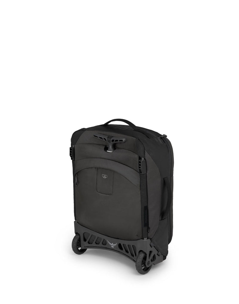 Osprey transporter wheeled global black colour luggage bag sideback view