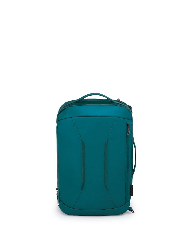 Osprey transporter global teal colour luggage bag back view