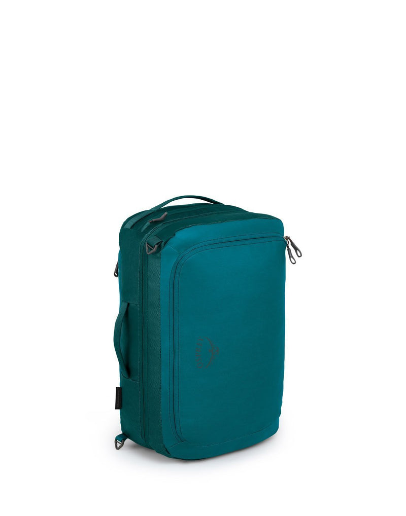 Osprey transporter global teal colour luggage bag corner view