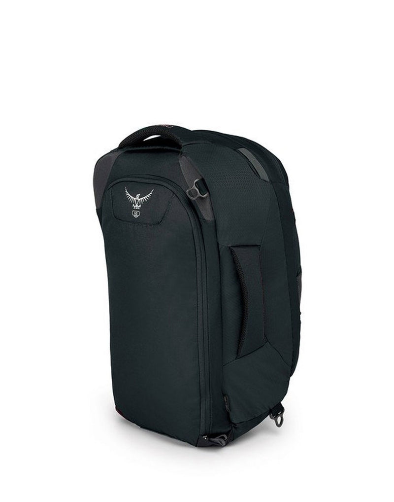 Osprey farpoint 40 volcanic grey colour men's backpack sideback view