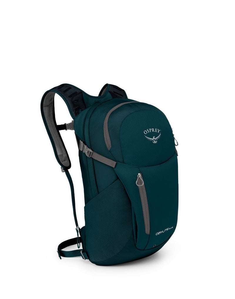 Osprey daylite plus petrol blue colour backpack front corner view