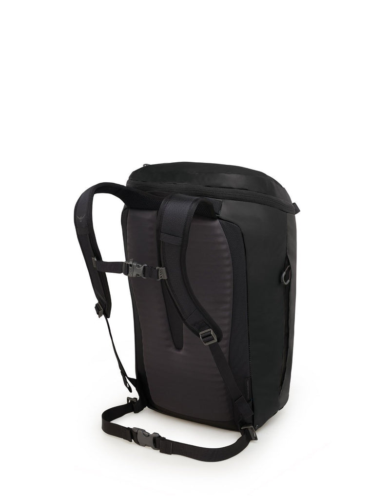 Osprey transporter zip top black colour backpack sideback view