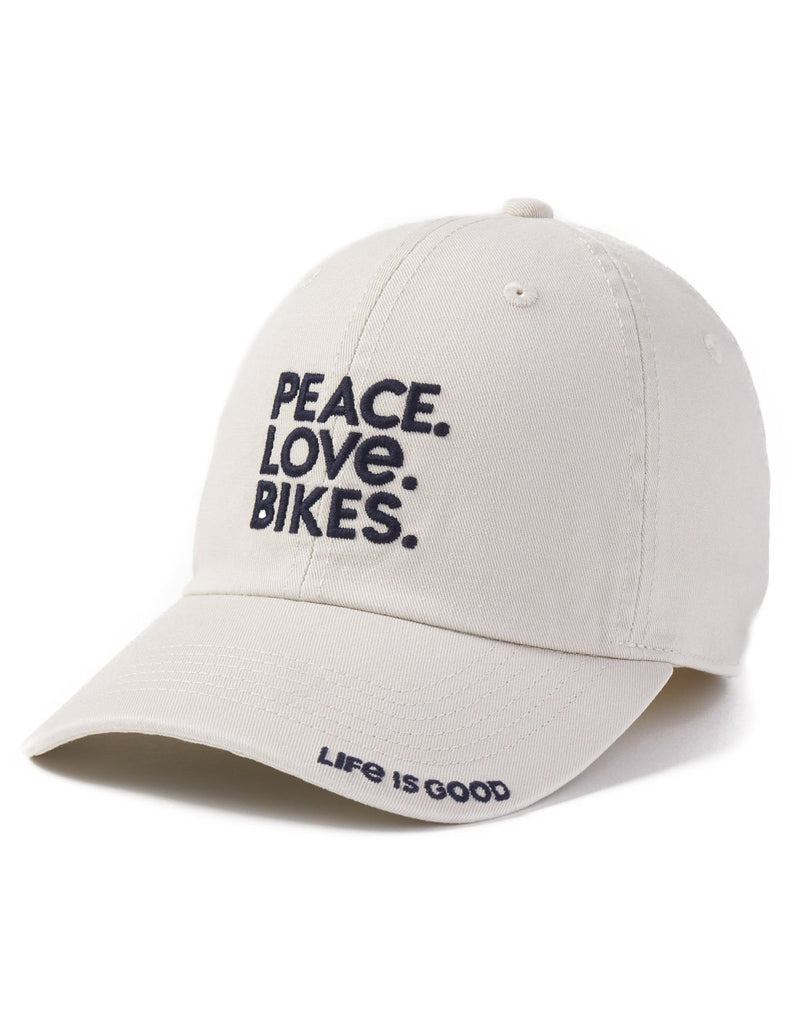 Life is good peace love bikes chill cap front view