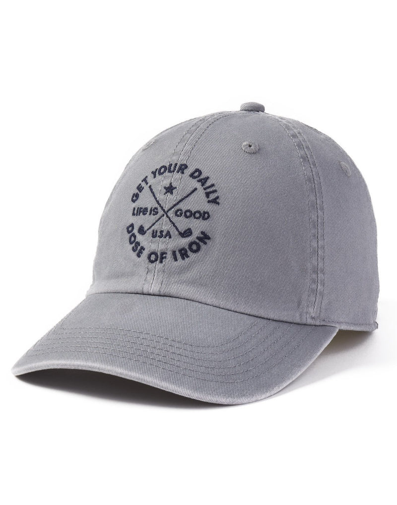 Life is good daily dose of iron chill slate grey colour cap front view