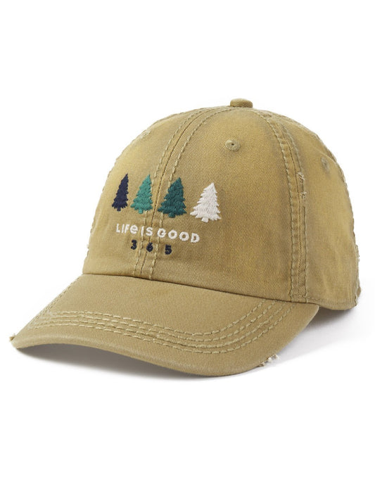 Product Image – Life is good 365 trees sunwashed chill fatigue green colour cap front view