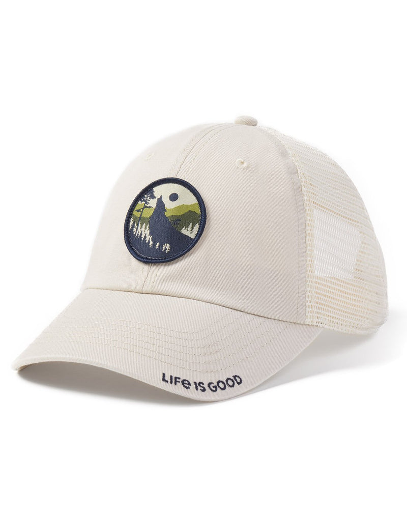 Life is good wolf biker soft mesh back cap front view