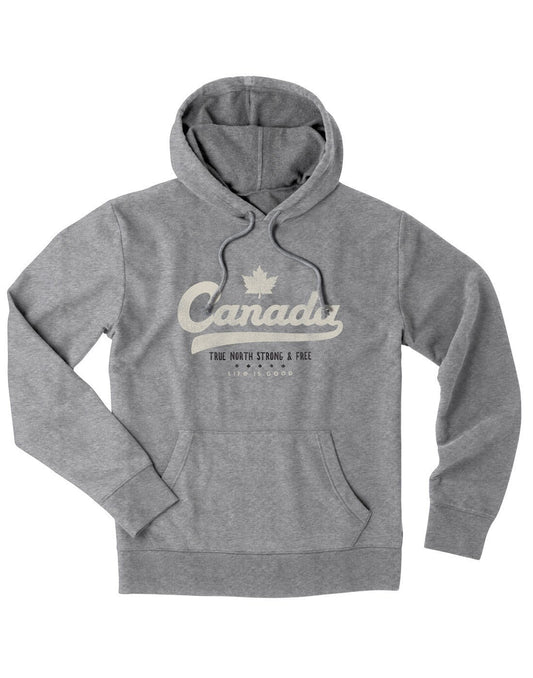 Product Image – Life is good men's canada simply true grey colour hoodie front view