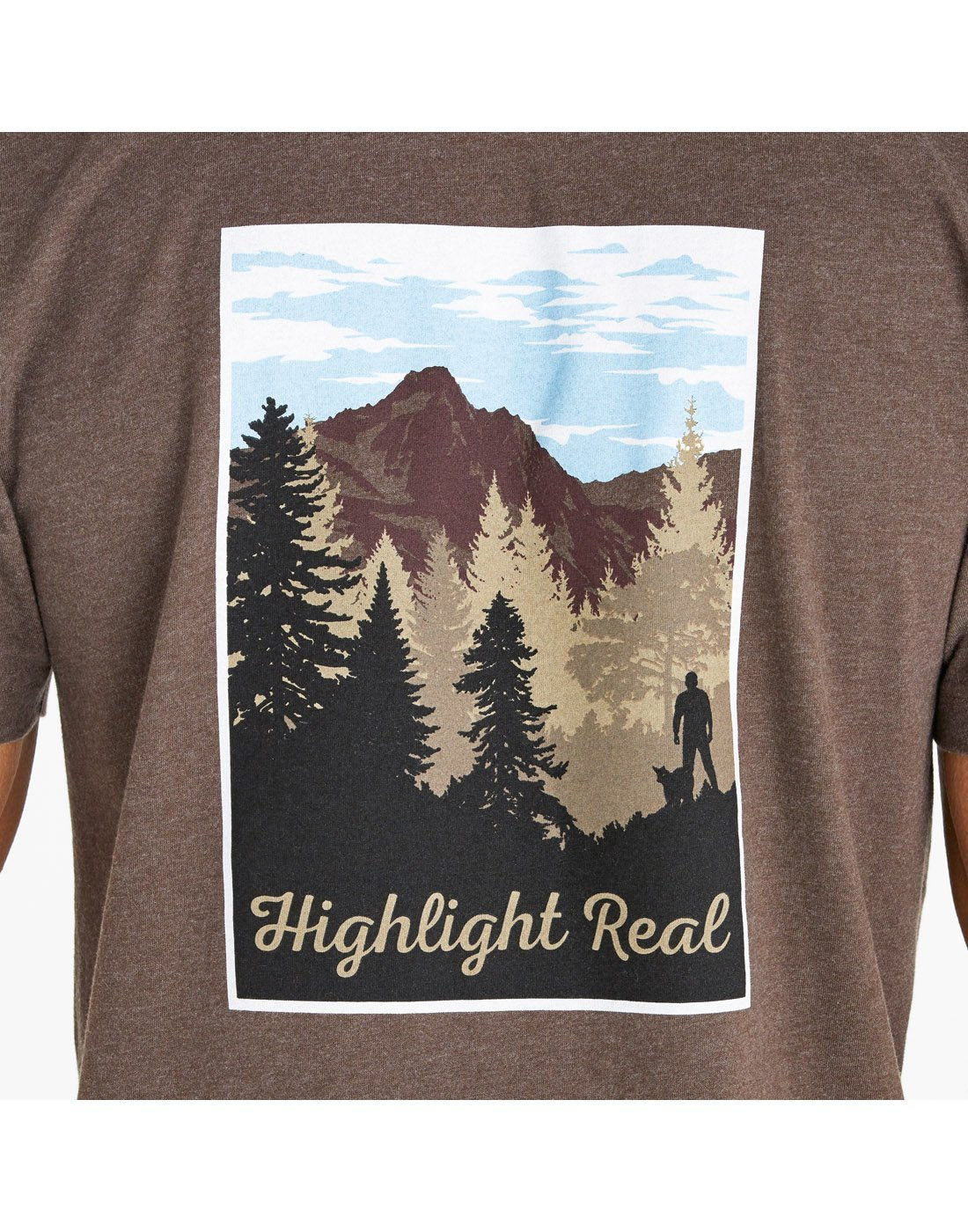 Men wearing life is good men's highlight real crusher tee back close-up view