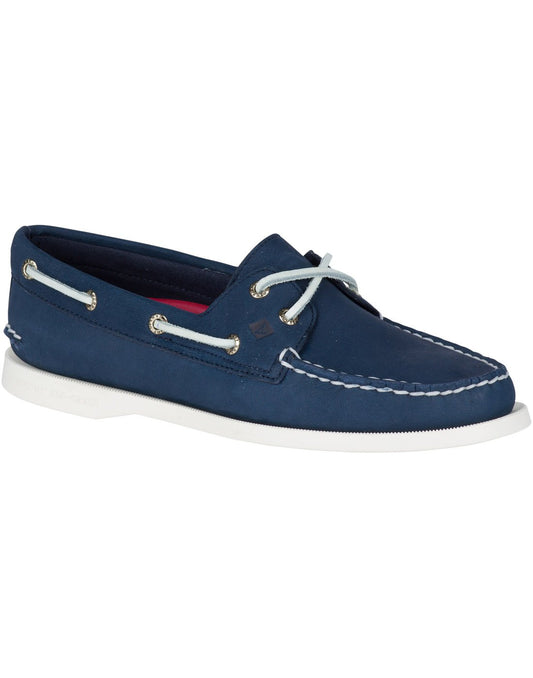 Product Image – Women's authentic original 2-eye boat shoe navy colour corner view