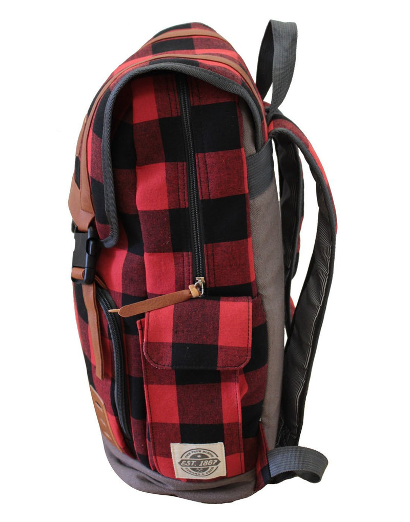 Canada plaid backpack left side view