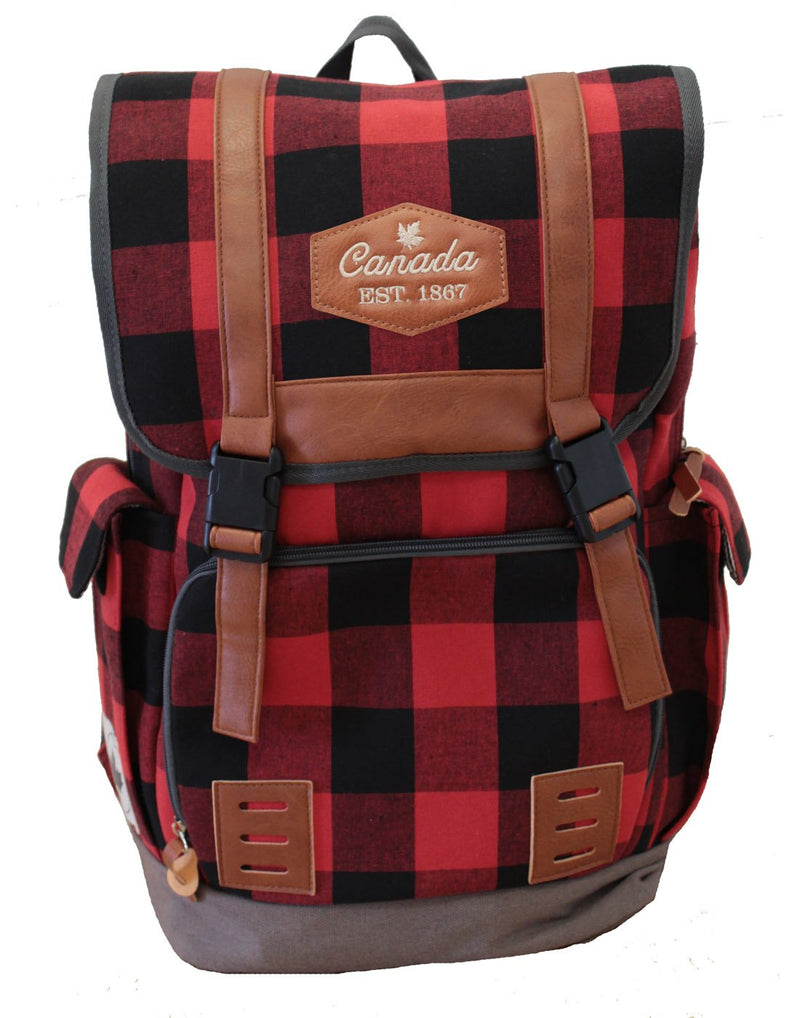 Canada plaid backpack front view