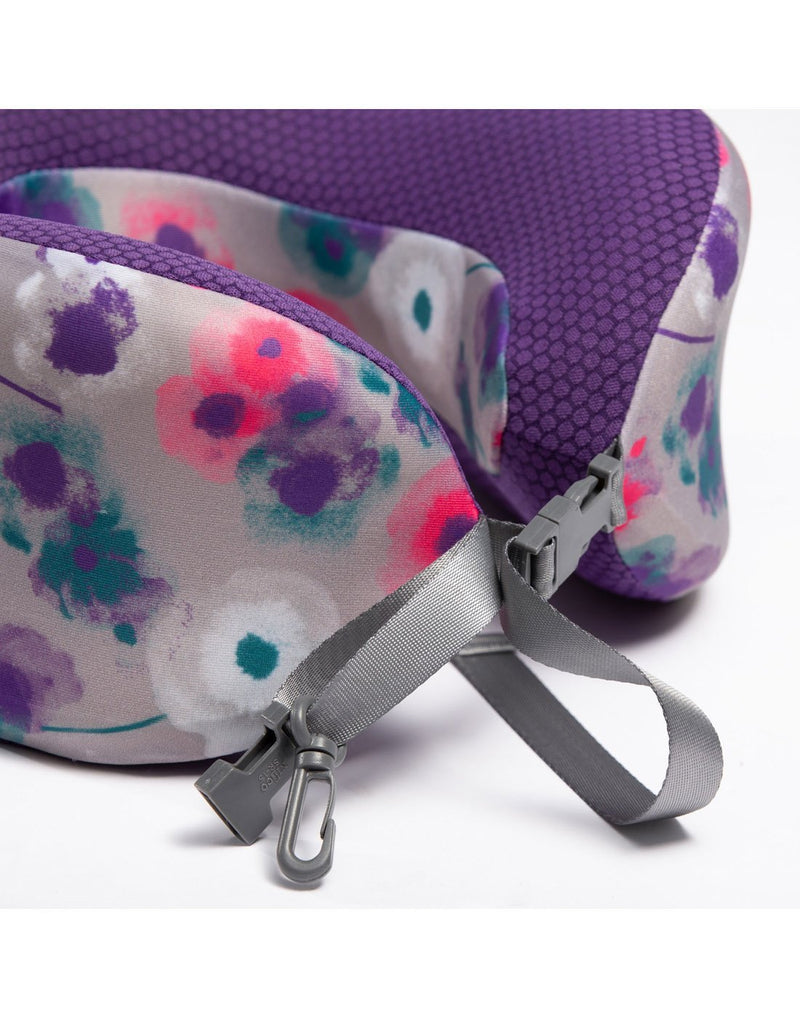 Lug snuz wrap travel watercolour purple neck pillow close up view