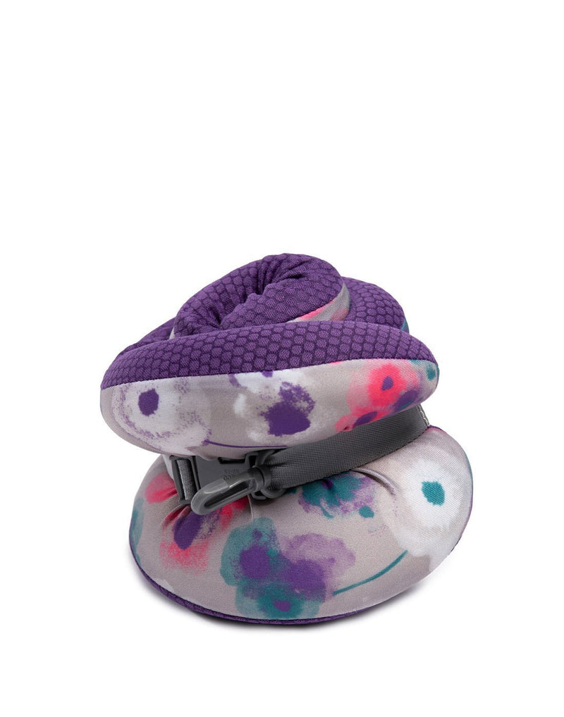 Lug snuz wrap travel watercolour purple neck pillow compressed back view