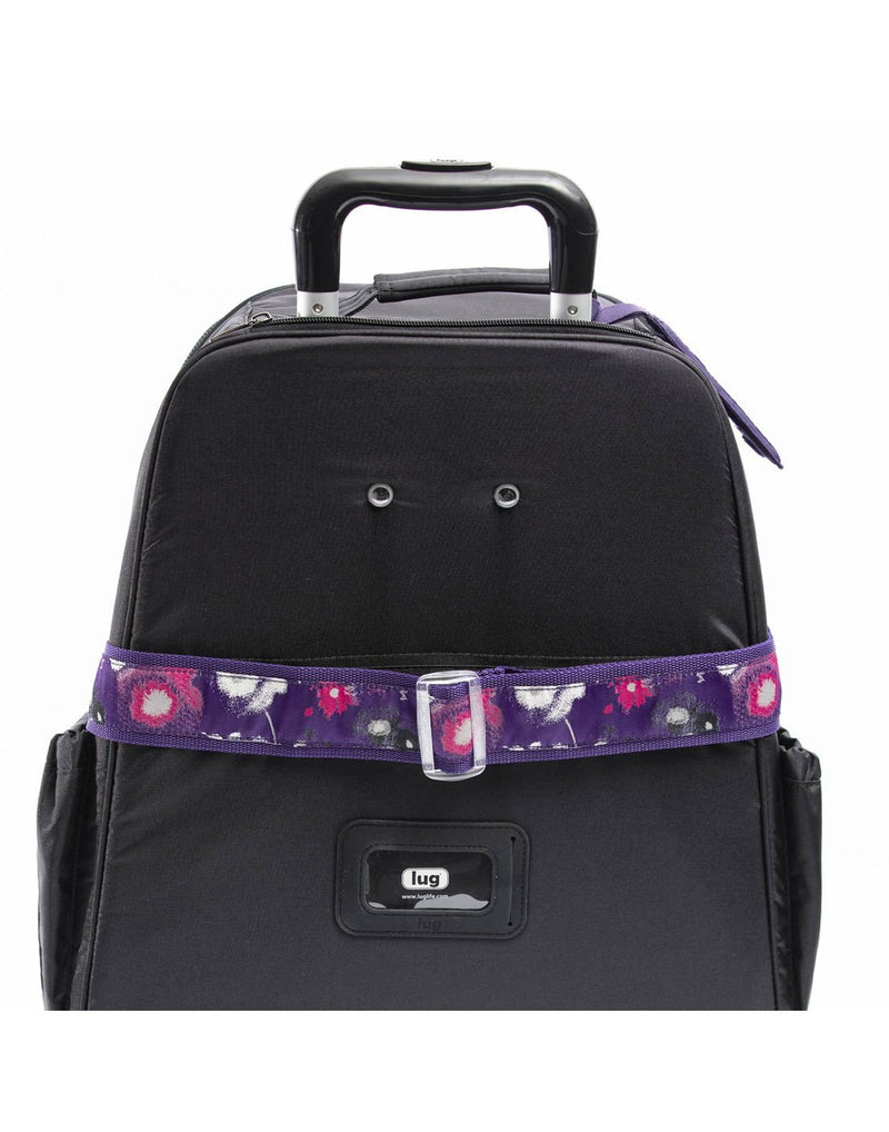 Using lug baggage claim set watercolour purple back view