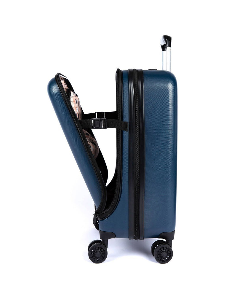 Lug booster wheelie carry-on shimmer navy colour luggage bag left side view