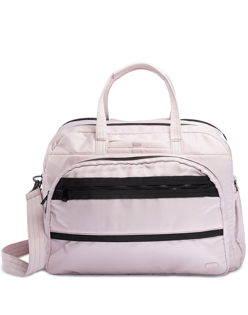 Lug steamboat powder pink colour duffle bag front view with strap