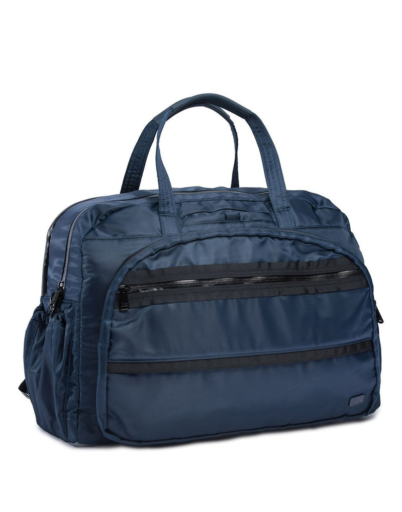 Lug steamboat contemporary navy colour duffle bag corner view