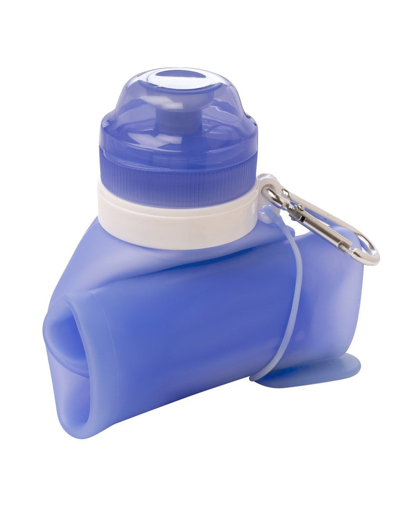 Austin house collapsible silicone water bottle folds up for easy storage