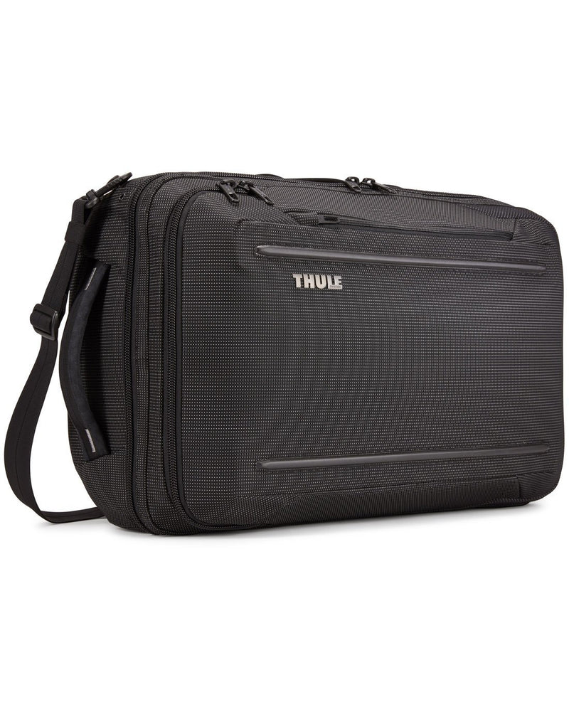 Thule crossover 2 black colour convertible backpack corner view