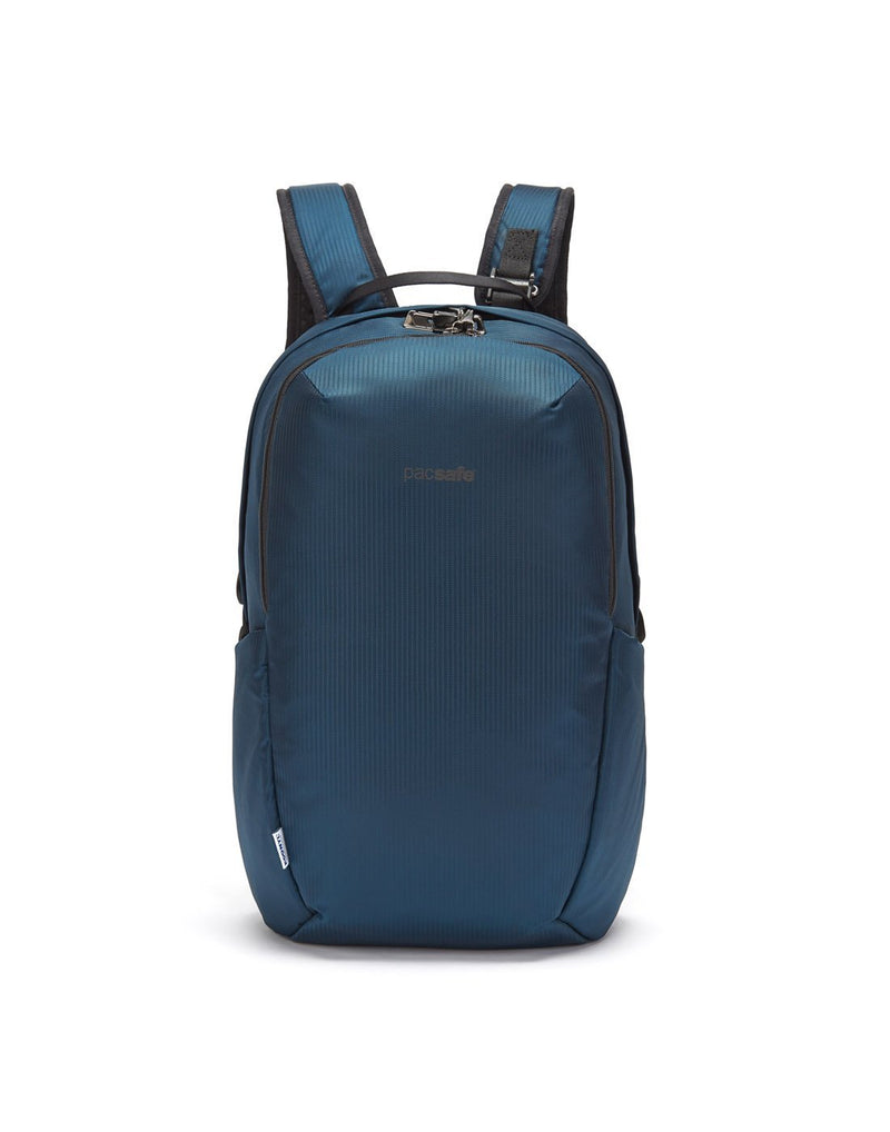 Pacsafe vibe 25L ECONYL anti-theft ocean colour recycled backpack front view
