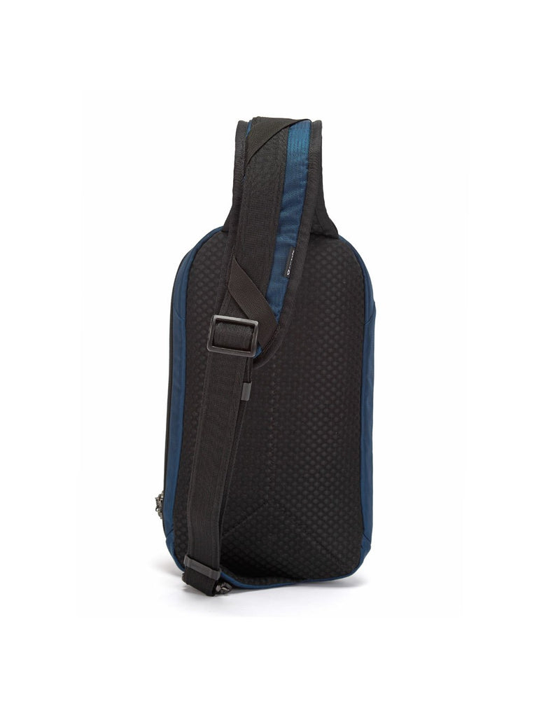Pacsafe vibe 325L ECONYL anti-theft ocean colour recycled sling pack back view