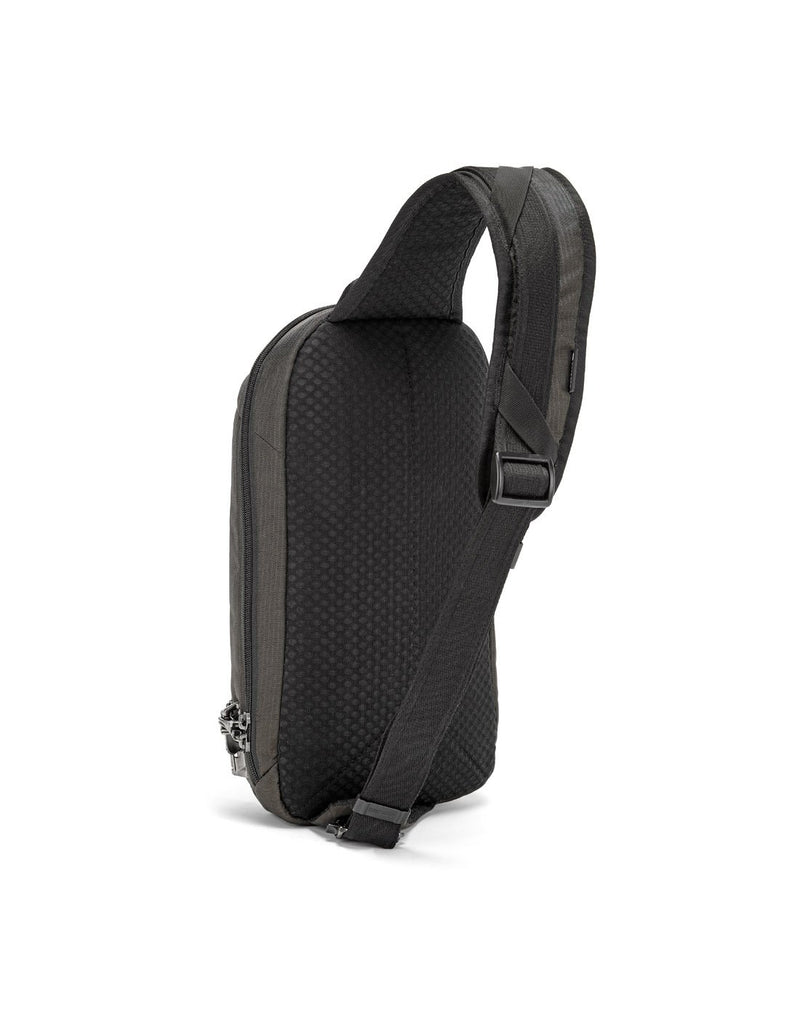 Pacsafe vibe 325L ECONYL anti-theft bedrock colour recycled sling pack sideback