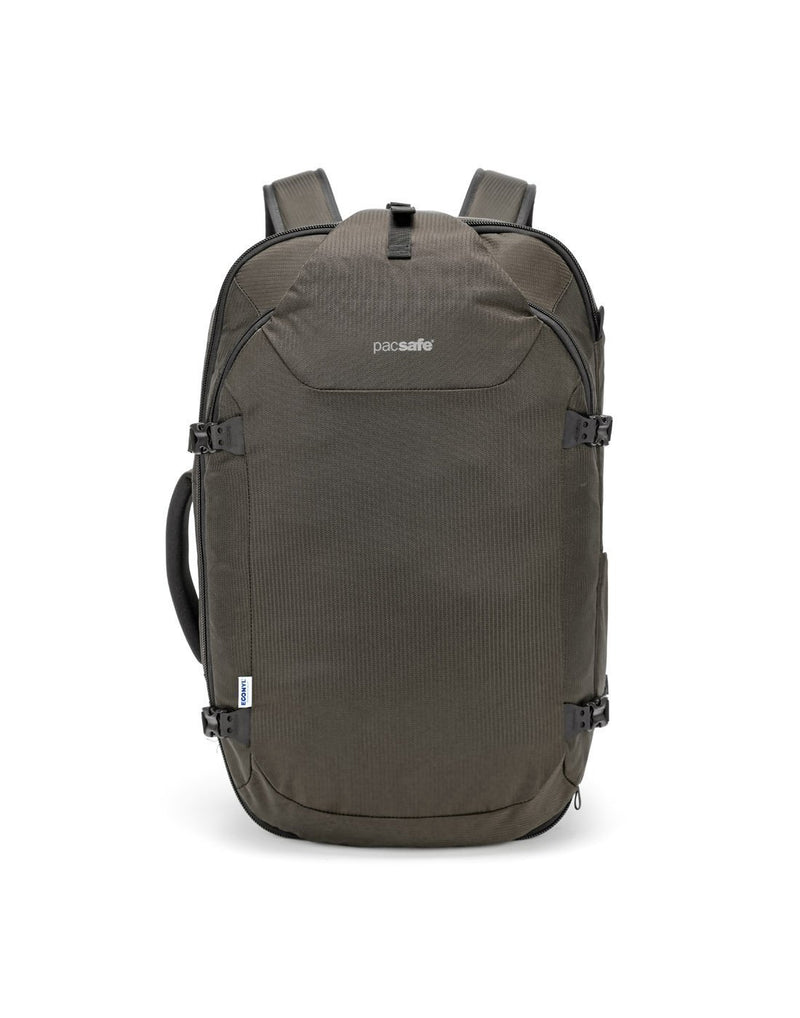 Pacsafe venturesafe EXP45 ECONYL bedrock colour recycled travel pack front view