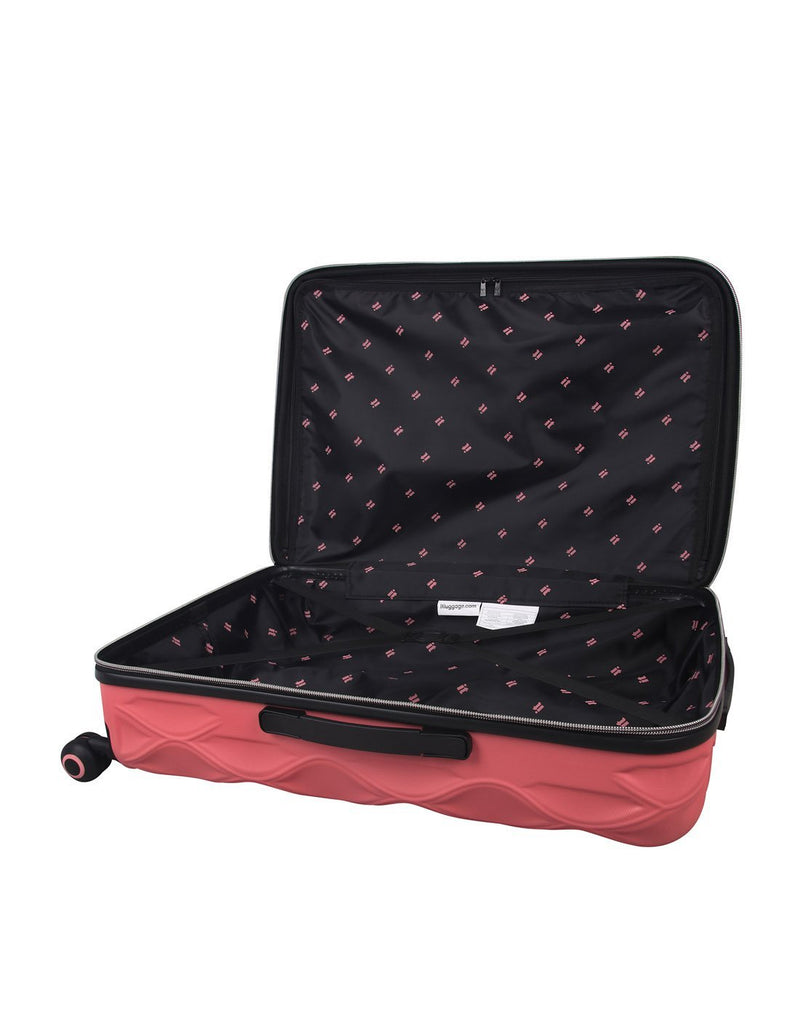 It dewdrop 21.5" spinner carry-on coral colour luggage bag interior view