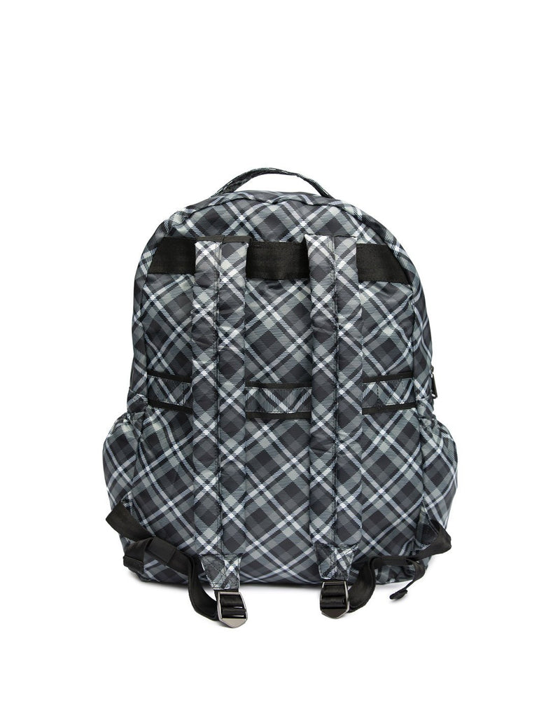 Lug puddle plaid grey colour packable backpack back view