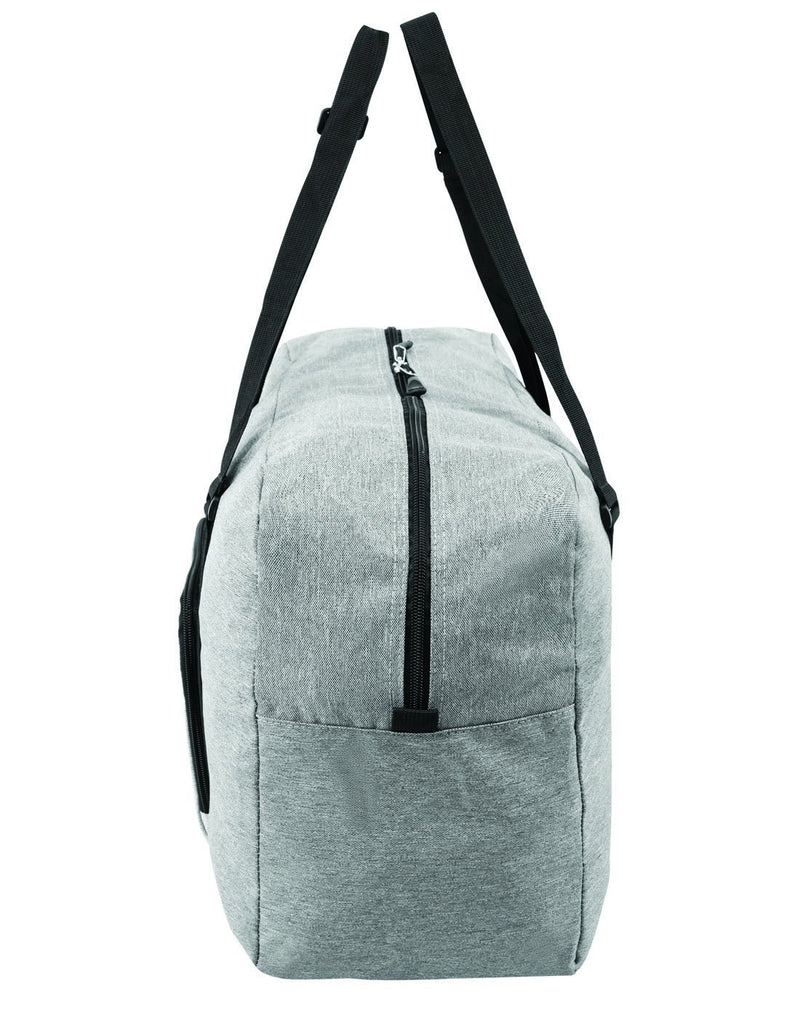 Roots foldable grey colour travel bag left side view