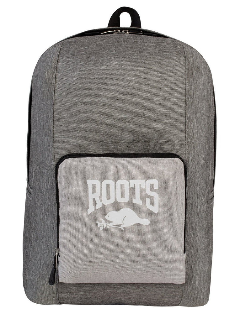 Roots foldable grey colour backpack front view