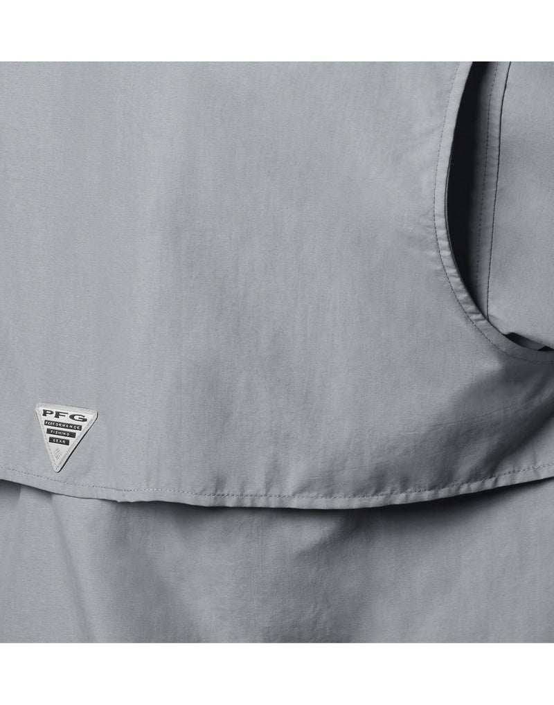 Close up of Columbia Men's PFG Bahama™ II Long Sleeve Shirt - back view showing built in venting and PFG logo