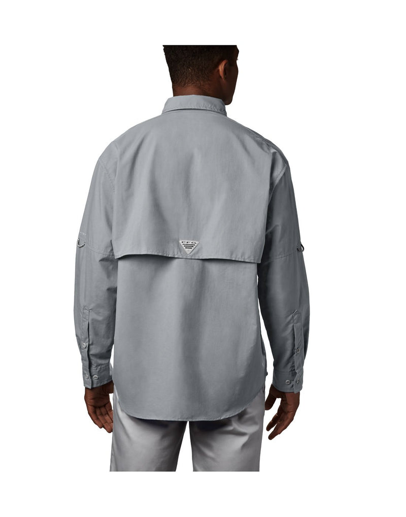 Man wearing Columbia Men's PFG Bahama™ II Long Sleeve Shirt - cool grey, back view