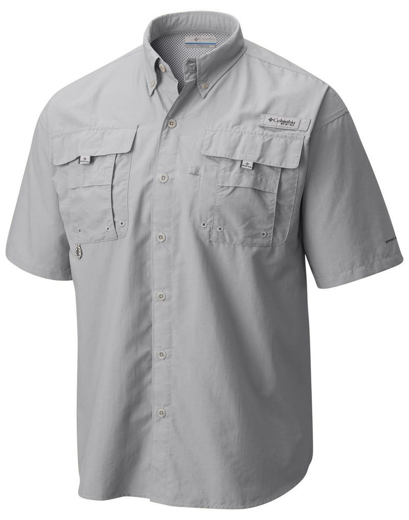 Columbia men's short sleeve shirt cool grey colour front view