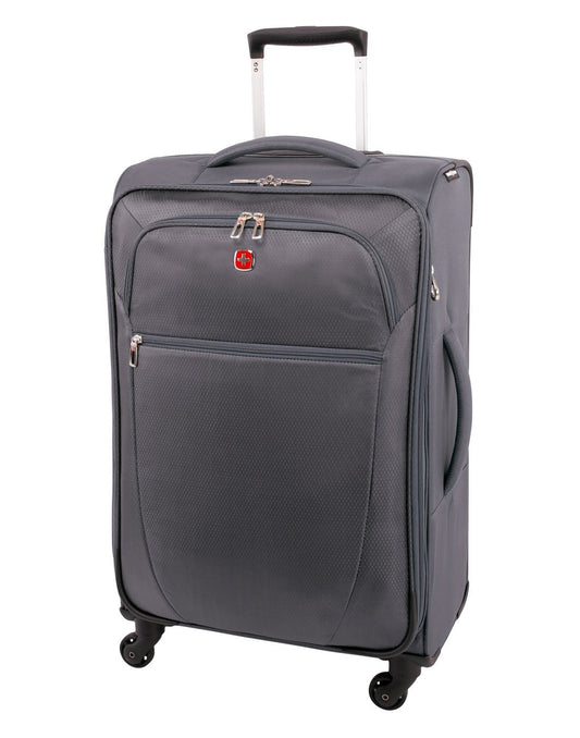 Product Image – swiss gear vintage super lite 24" grey colour expandable luggage bag front view