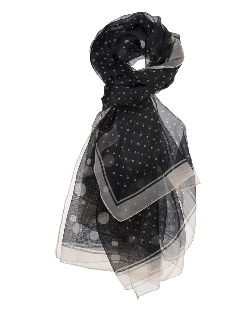 Black colour dots print scarf