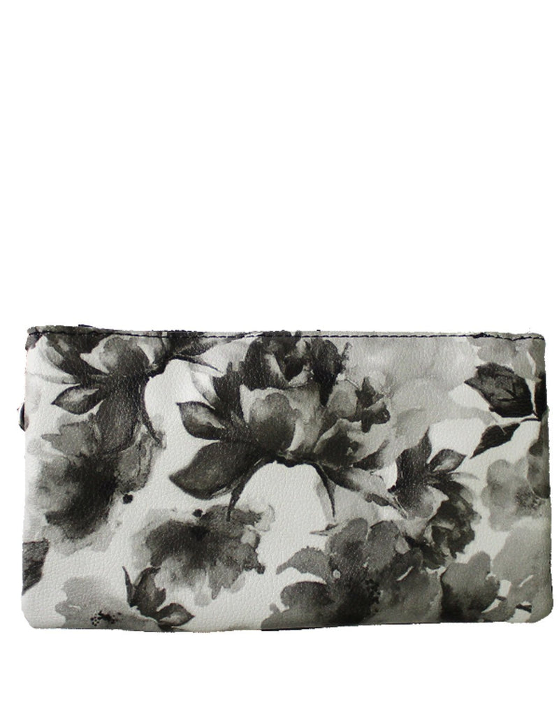 K. carroll stefani wristlet/crossbody black floral design purse