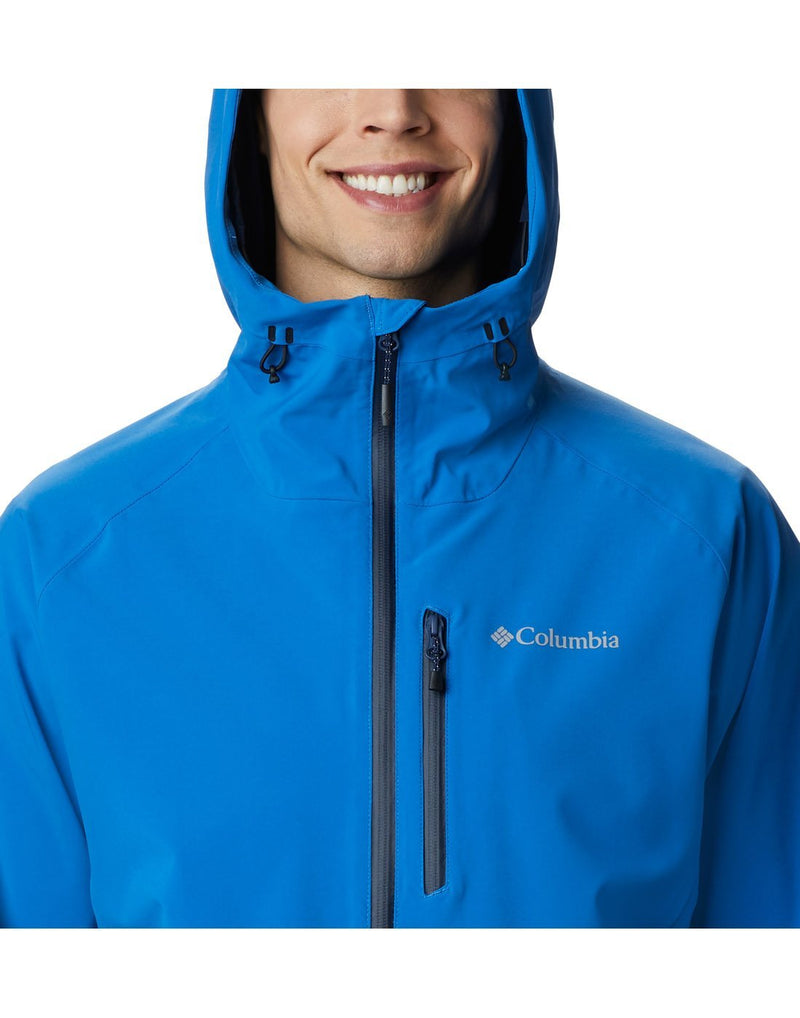Columbia men's beacon trail™ jacket bright indigo colour close up front view