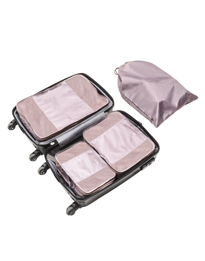 MyTagAlongs long haul dusty lilac colour packing set and laundry bag