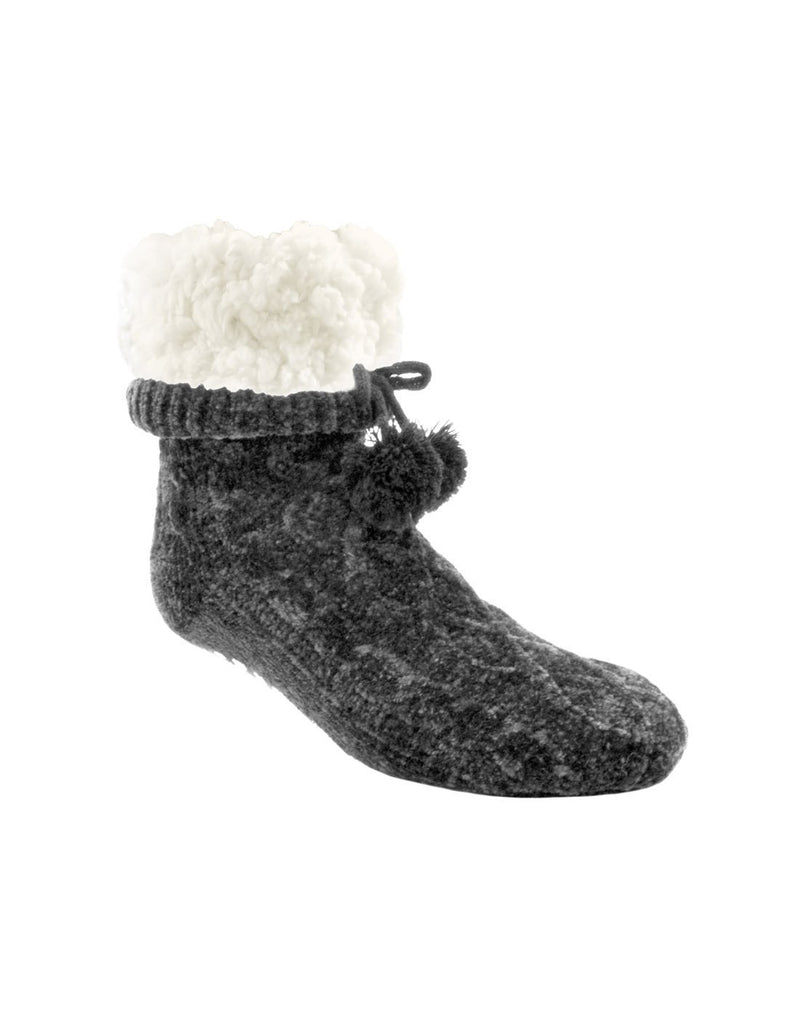 Pudus classic chenille knit grey colour slipper socks front view