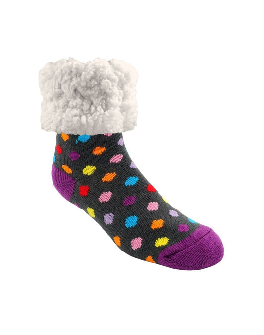 Product Image – Pudus classic polka dot multi colour slipper socks