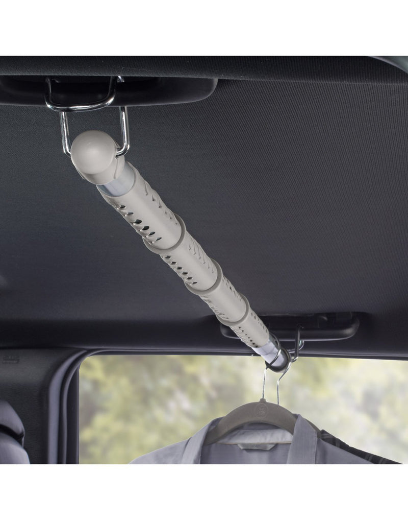 High road car clothes bar grey colour hooked on both back seat side handles product view