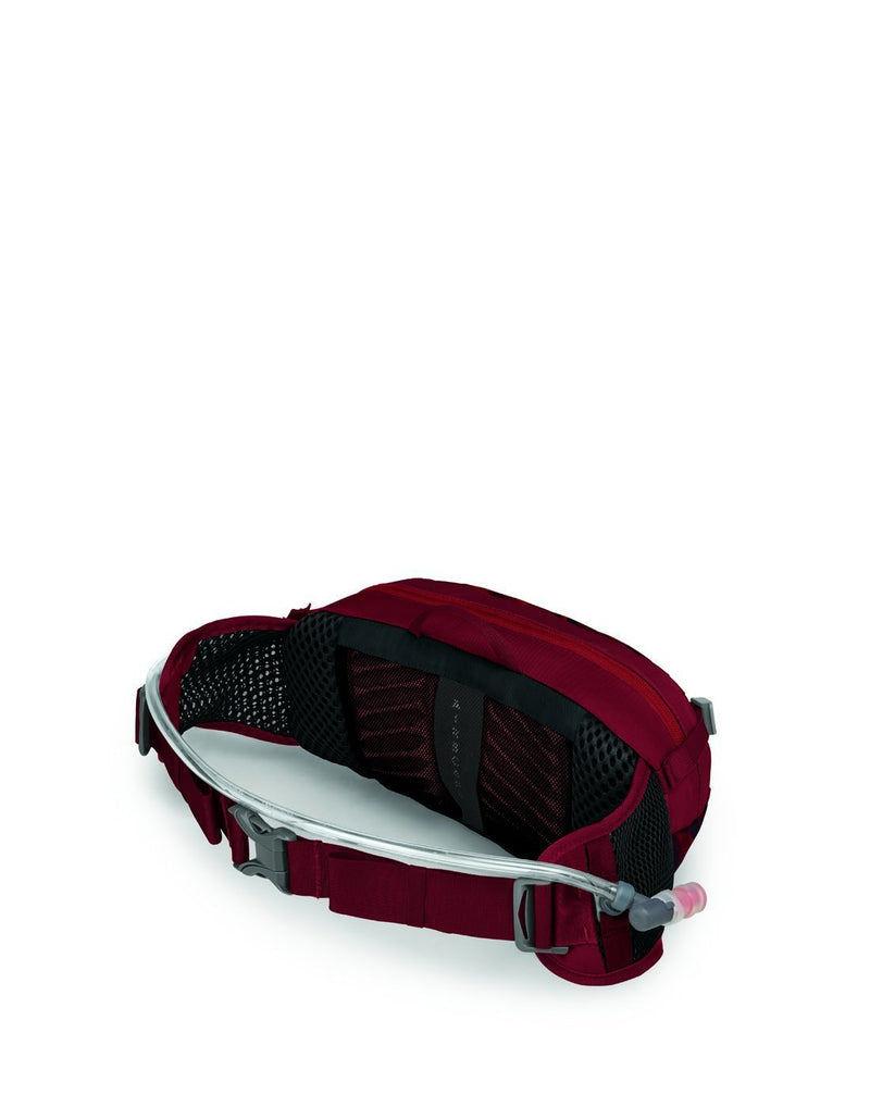 Osprey Seral 4  claret red colour hydration waist bag back view