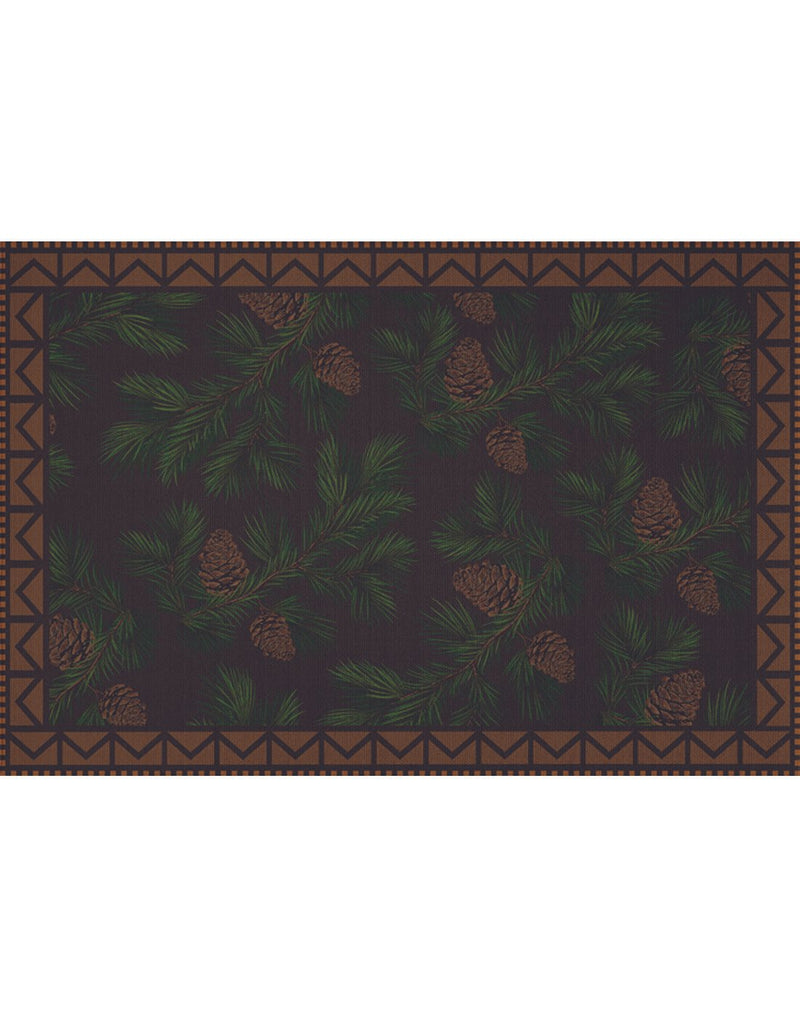 Soft Woven Rugs - brown and green Signature Pine Cones design