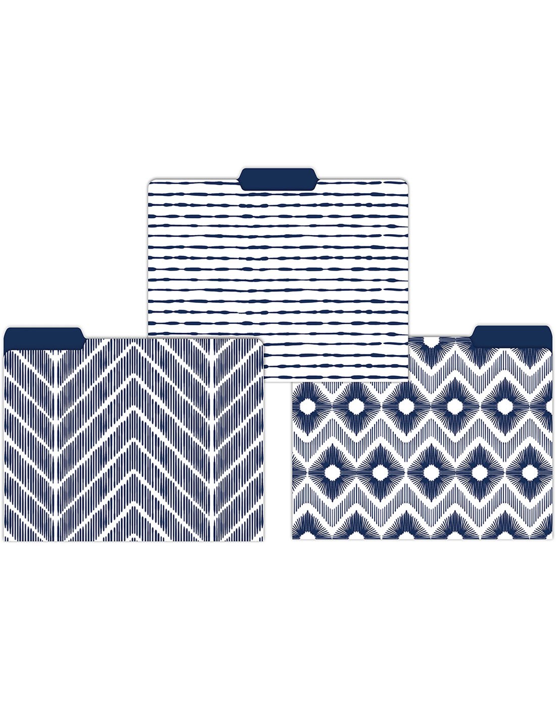 Lady Jayne Indigo File Folder set - 3 blue and white desgins