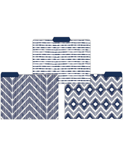 Lady Jayne Indigo File Folder set - 3 blue and white desgins