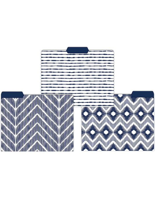 Product Image – Lady Jayne Indigo File Folder set - 3 blue and white desgins